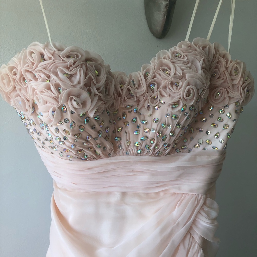 Rose detailed prom dress